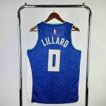 Maillot de Basket #0 Lillard Milwaukee Bucks 23-24 city Bleu Imprimé